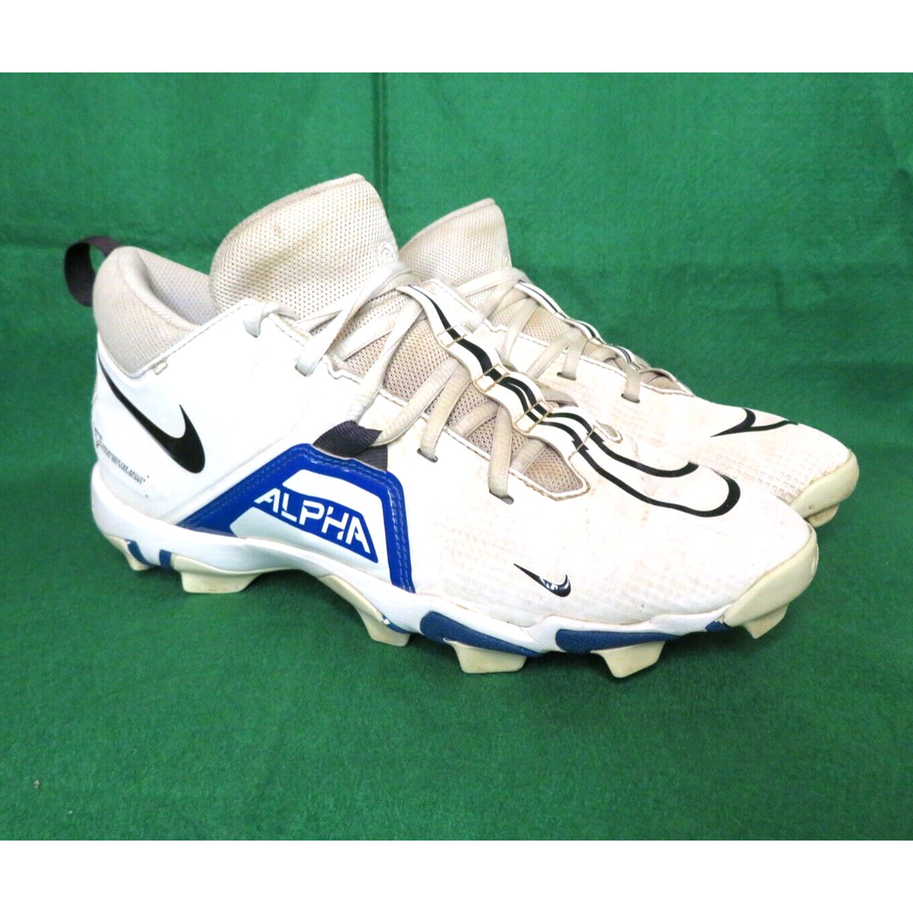 Nike Alpha Menace 3 Shark MidFootball Cleats Men’s White Blue CV0582-101 Size 9